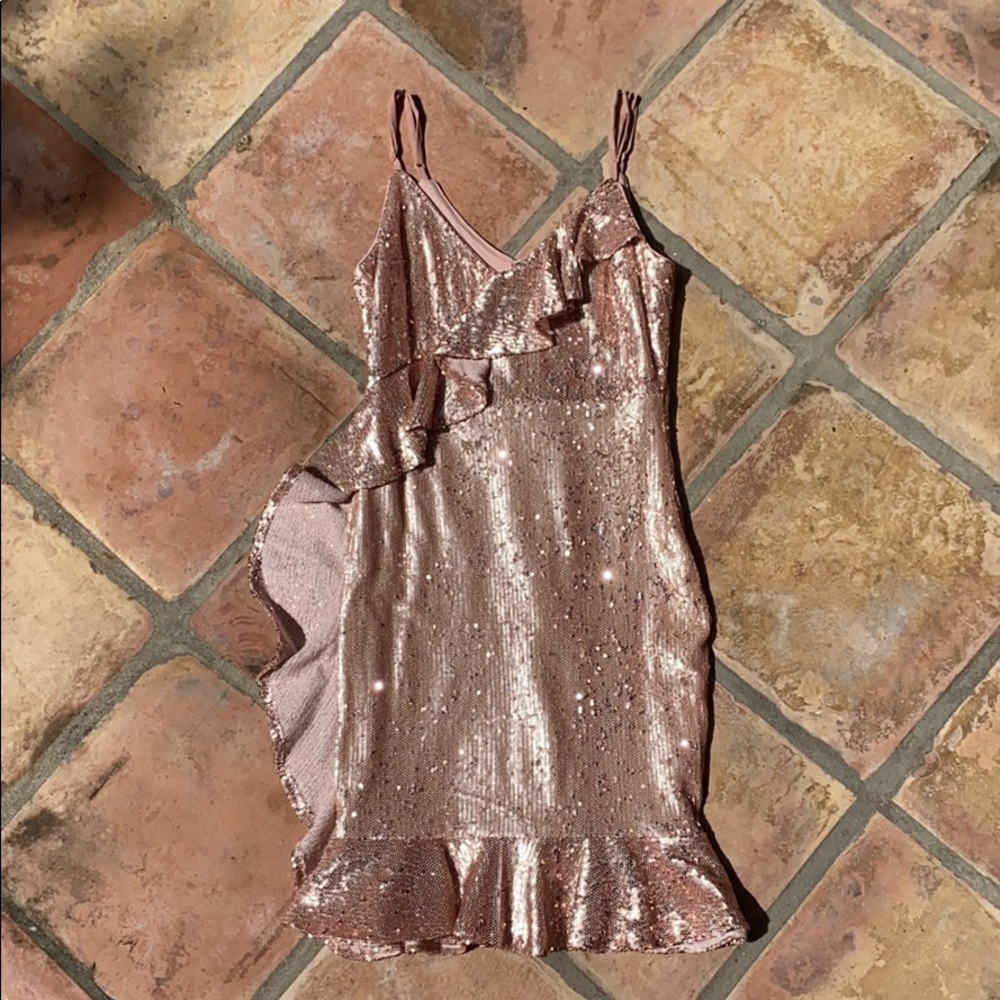 Pink sequin mini dress